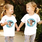 Летняя детская футболка с принтом Моаны, повседневные топы, винтажная белая футболка Harajuku для девочек, детская одежда Disney, Прямая поставка