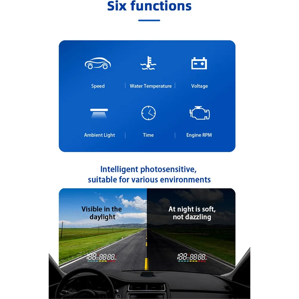 

1 Set Intelligent Display 12V﻿ ABS+PC Car Color Changing Electric HUD OBD