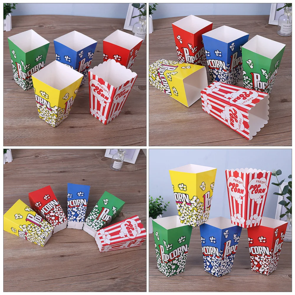 

1 Set 100Pcs Folding Paper Boxes Disposable Popcorn Packing Bags (Random Color)