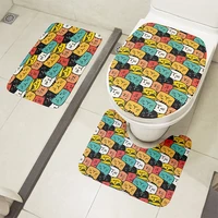 mini animal bathroom bath mat set non slip flannel shower floor mat 3pcs toilet cover set fun toilet entrance carpet decoration