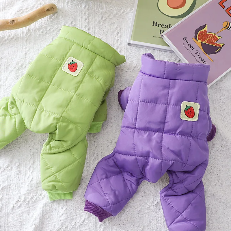 

Пальто с четырьмя ногами, одежда для собак, хлопковые комбинезоны для домашних животных, одежда для собак, костюм с фруктами, французским бу...