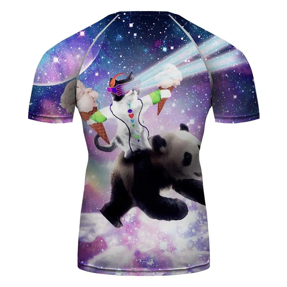 Мужские футболки с рисунком кошки и панды 3D графическим принтом короткими
