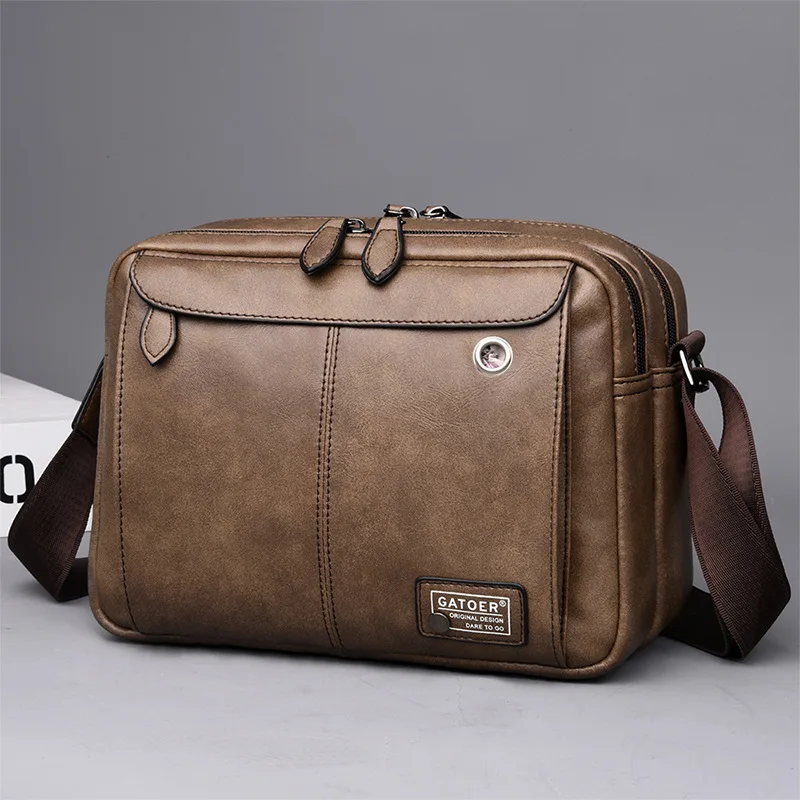 

Cross-Border Foreign Trade Popular Men's Bag Shoulder Bag Fashion Casual Messenger Bag Horizontal Business Briefcase PU Leather