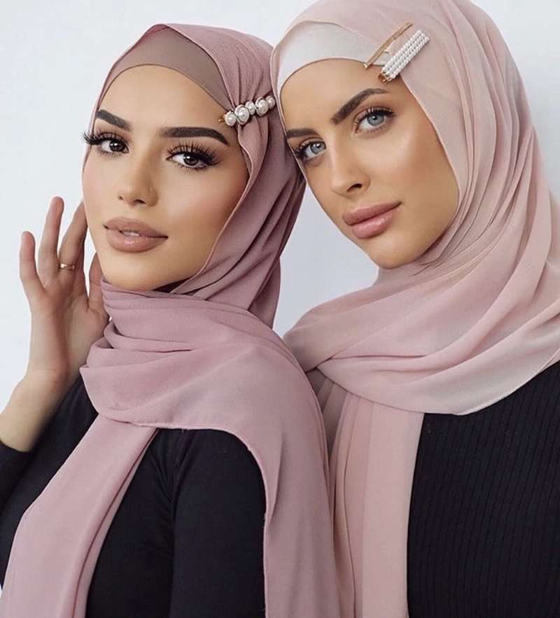 Мусульманский Хиджаб 10 шт./лот простой пузырьковый шифоновый шарф Женские