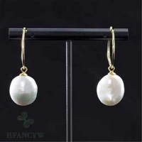 12x13mm baroque pearl 14k earrings dangle irregular cultured luxury real wedding aaa