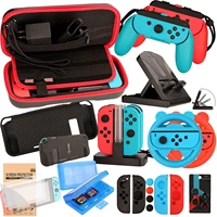 accessories kit for nintendo switch switch oled model games bundle wheel grip caps carrying case screen protector controller