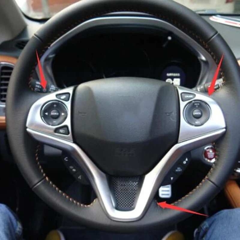 

Для VEZEL 2015 2016 2017 рулевого колеса автомобиля Кнопка рамка Крышка отделка автомобиля Средства для укладки волос 3 шт. ABS Матовый для Honda вариабе...