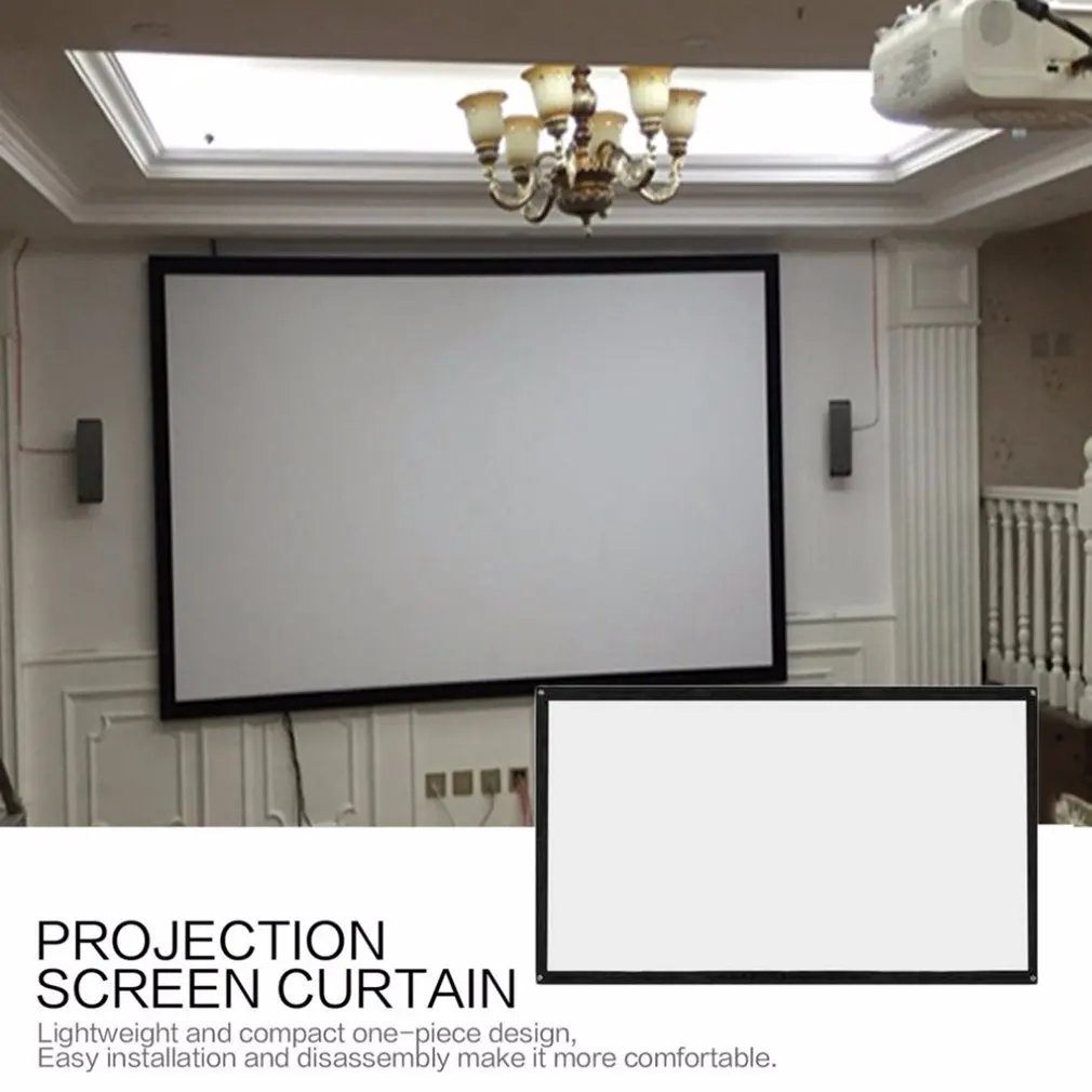 

4:3 Portable Foldable Projector Screen Wall Mounted Home Cinema Theater 3D HD Projection Screen Canvas