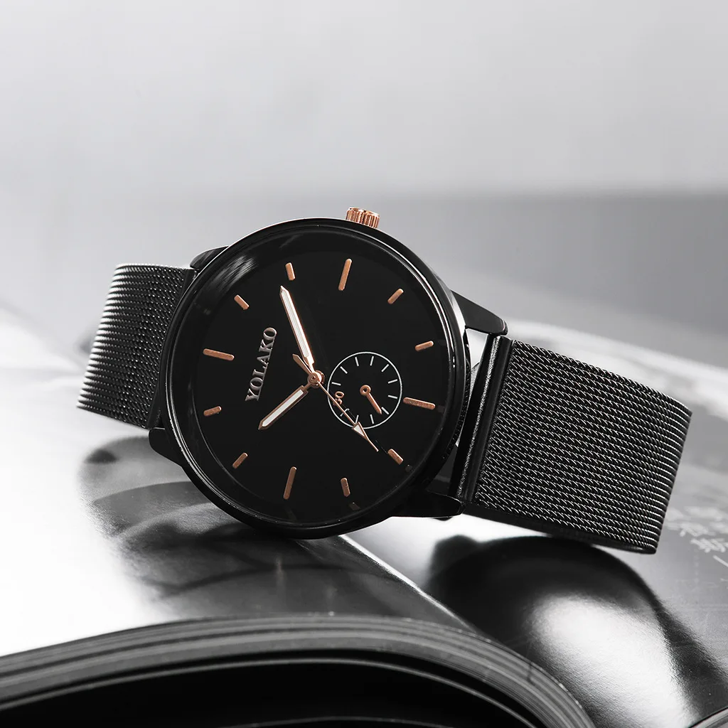 

New Men's Mesh Strap Simple Fashion Casual Watch Single Eye Scale Round Dial Quartz Watch