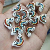 10pcs 18x12mm u shaped rainbow ceramic beads loose spacer hand painted ceramics bead for jewelry making diy accessories