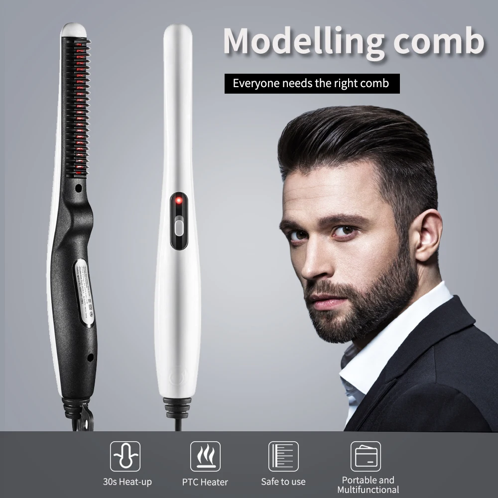 Multifunctional Hair Comb Brush Quick Beard Straightener Curling Curler Show Cap Men Beauty Styling Tool Free Shipping 1 | Красота и