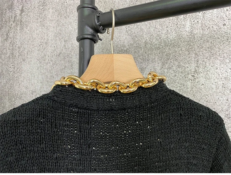 

2020 Autumn New Neckline Chain Knit Mid-length Dress Woman Dress