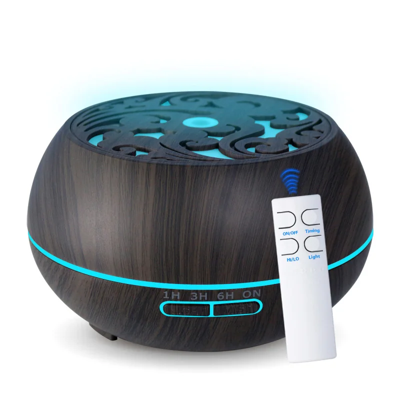 

Aromatherapy Machine 7-color Led Light Ultrasonic Air Humidifier 550ml Wooden Essential Oil Aroma Diffuser with remote control