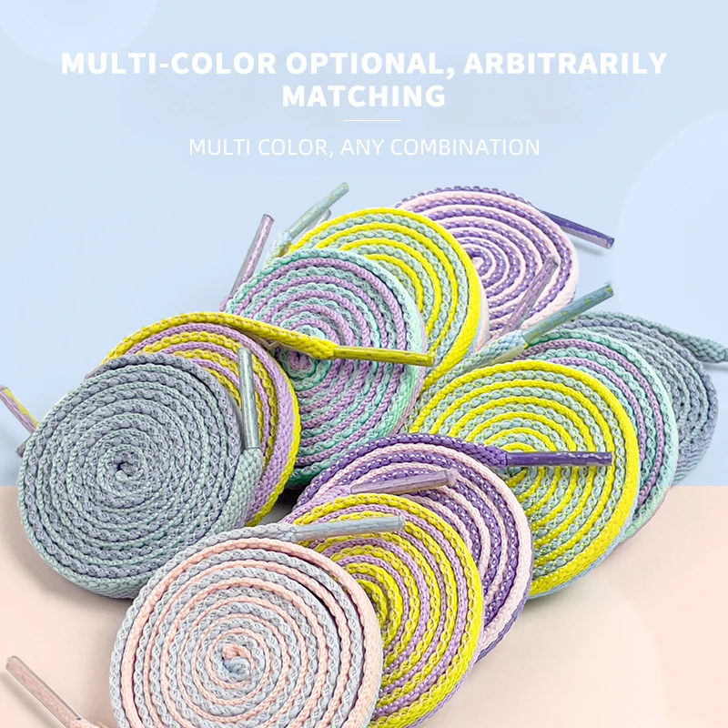 

Macaron Splicing Color Shoelaces 120cm Low-Cut High Top Canvas Shoes Laces Personalized Printing Creative Sneakers Accesories