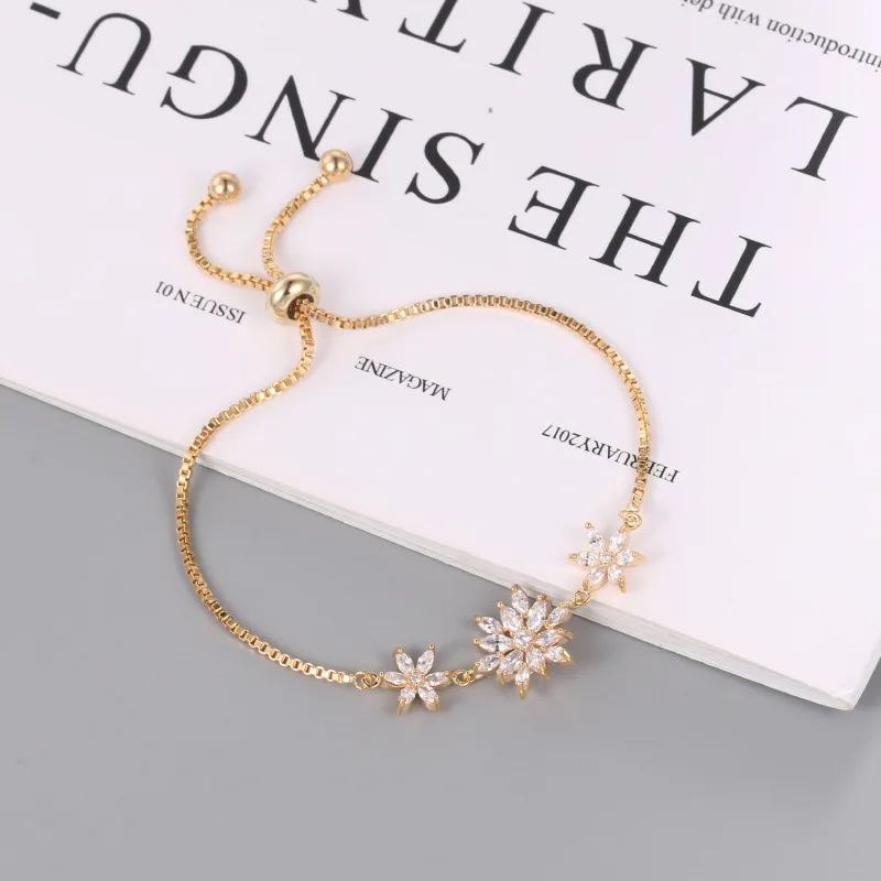 Циркониевый небольшой цветочный выдвижной браслет Женские Ювелирные