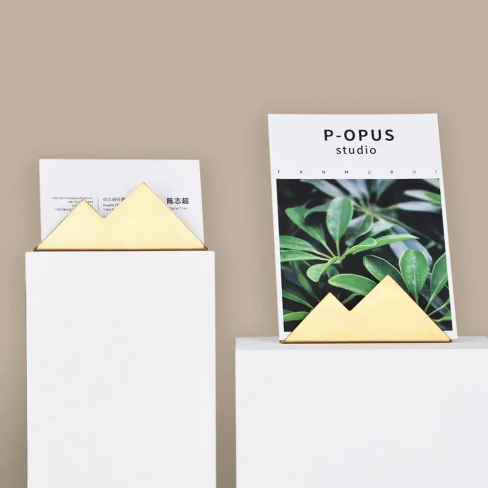 

60% Hot Sales!!! Desk Card Holder Vintage Mountain Shape Stainless Steel Simple Style Card Display Stand for Office