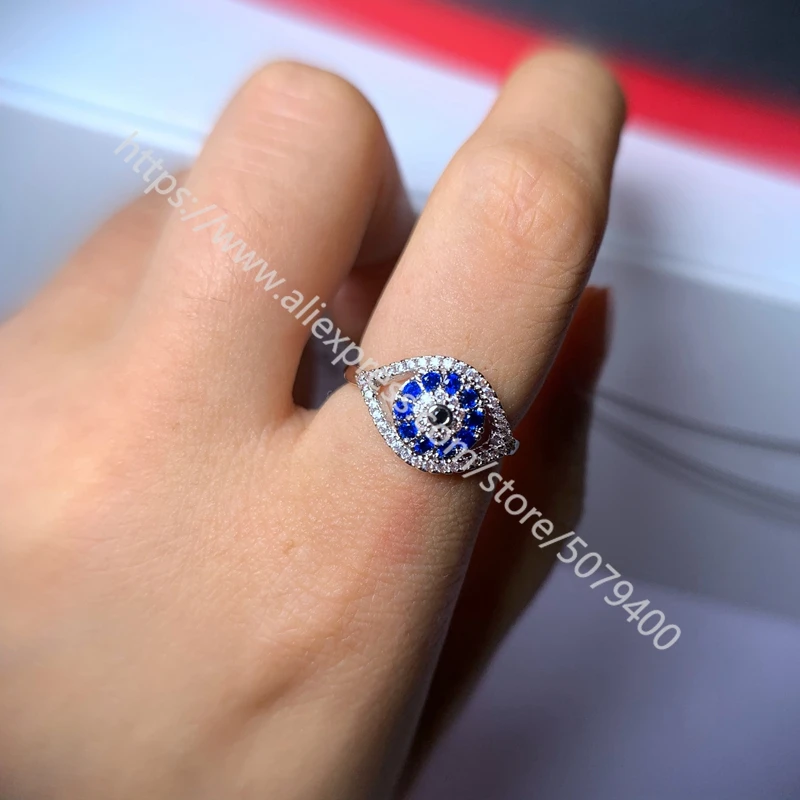 

White gold plated CZ Blue Evil Eye Stackable CZ Ring Delicate Trendy Fashion Ring Micro Pave White Cubic Zirconia jewelry