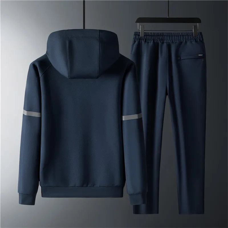 New Man Casual Korean Sports Suit Men'S Autumn And Winter Loose Large Size 8Xl 120KG Plush Thickened Hooded Warm Two-Piece Set | Мужская