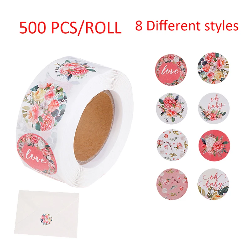 

500pcs/roll Floral Thank You Sticker For Seal Label Scrapbooking Christmas Sticke Decoration Sticker Stationery Stickers