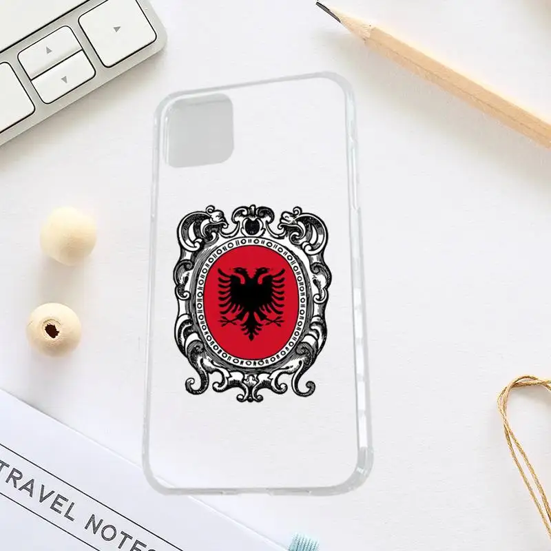 Albania Albanians Flag pattern Phone Case Transparent for iPhone 7 8 11 12 13 s mini pro X XS XR MAX Plus | Мобильные телефоны и