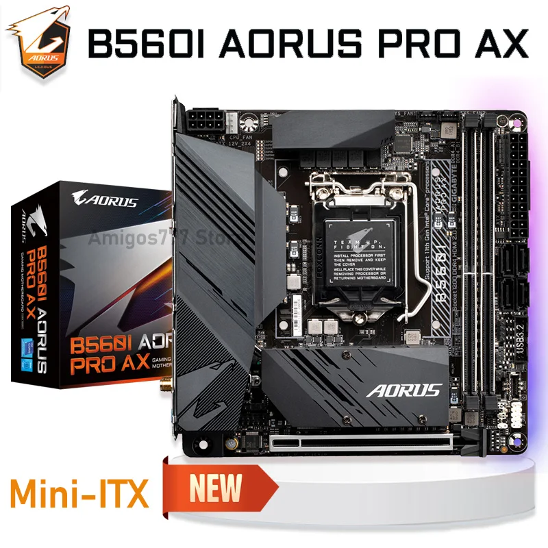 

Материнская плата LGA 1200 Gigabyte B560I AORUS PRO AX DDR4 64 Гб PCI-E 4,0 M.2 для настольного ПК Intel B560 игровая материнская плата Mini-ITX 1200 Новинка