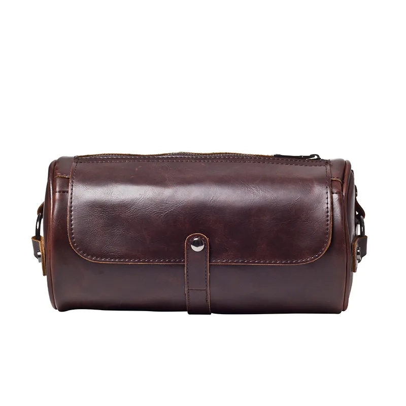 

Weysfor New Casual Men Shoulder Bags Barrel-Shaped Light PU Leather Crossbody Bags Business Waterproof Sport Coin Purse for Men