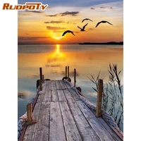 ruopoty frame picture diy painting by numbers sunset seaside coloring by numbers acrylic canvas painting handpainted drawing art