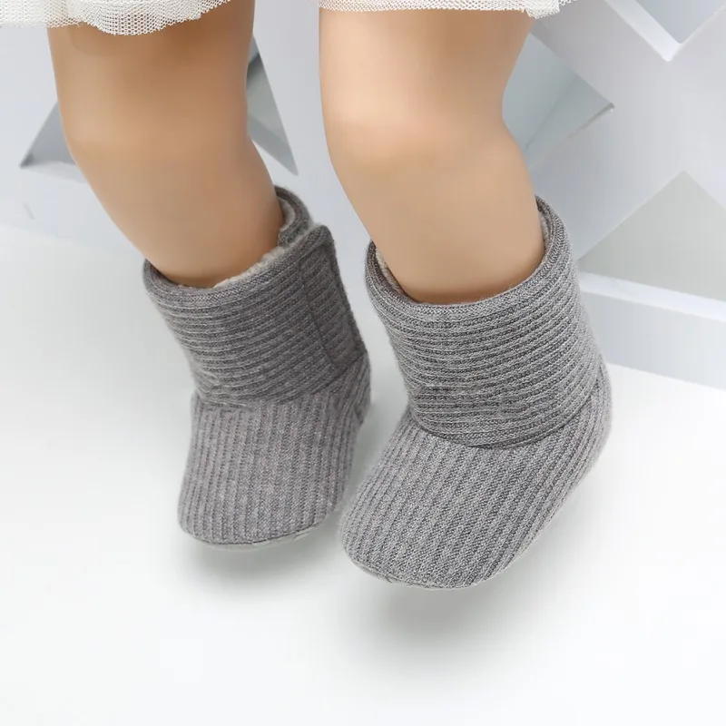 Детские вязаные меховые ботинки для мальчиков и девочек 5 цветов мягкая подошва