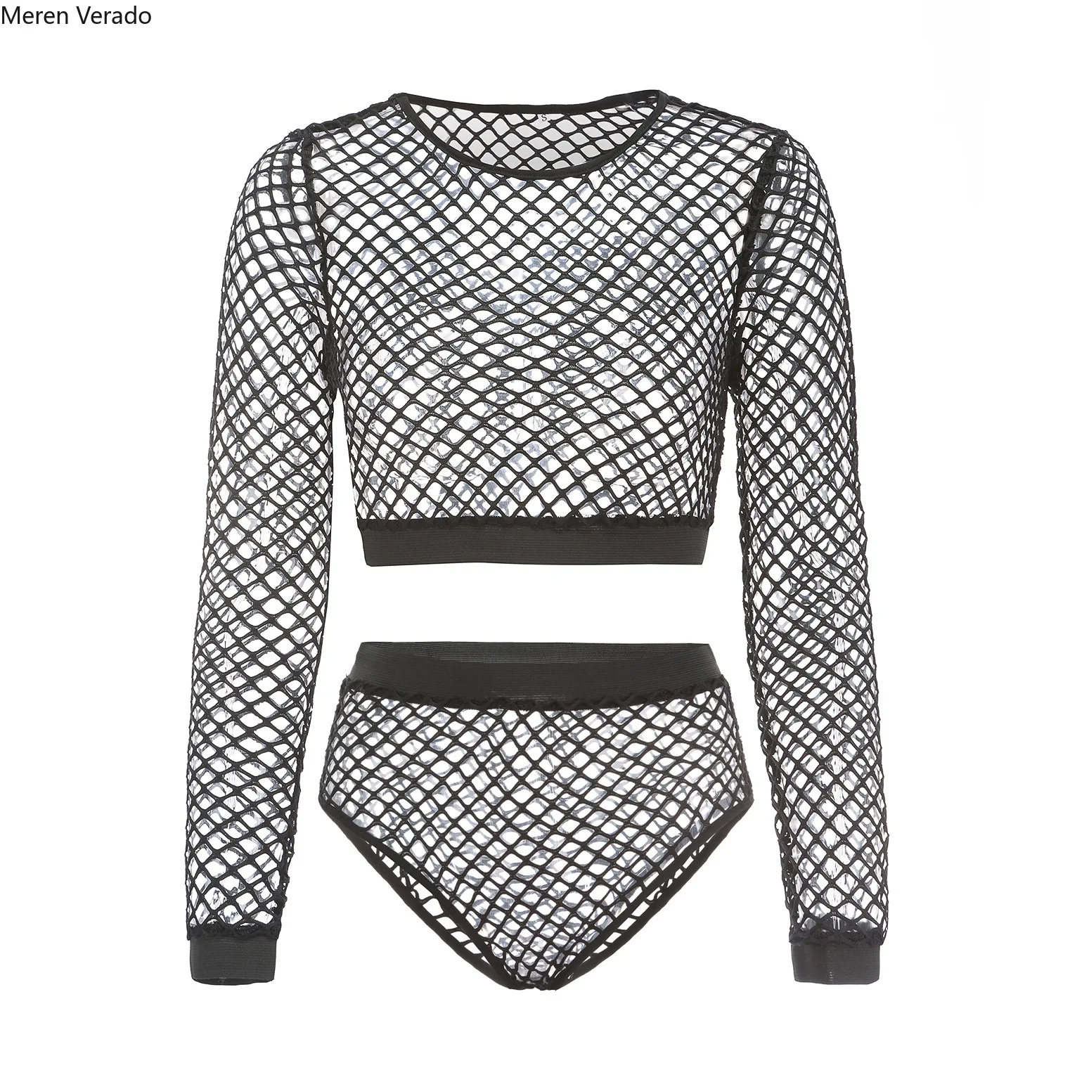 Женский комплект из двух предметов Meren Verado пляжный однотонный 2 с круглым вырезом