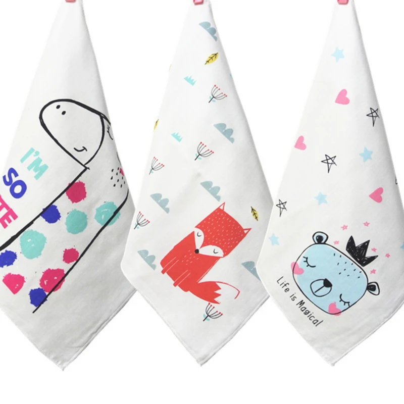 

31 * 31 Cm Square Baby Bibs Animal Vegatable Pattern Toddler Baby Bib Scarf Kids Feeding Saliva Towels Tissue Cotton Cartoon