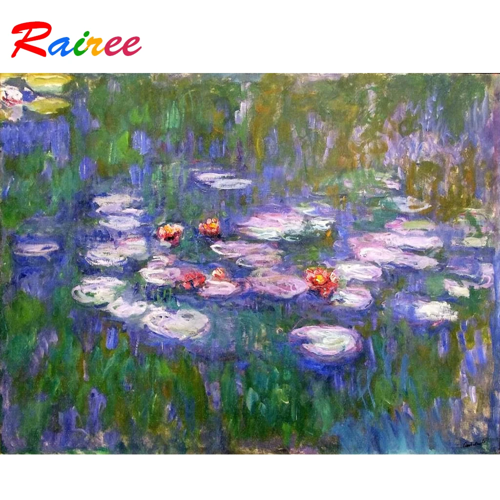 Monet известная картина &quotВодяная лилия&quot 5D DIY Алмазная цветы алмазная вышивка