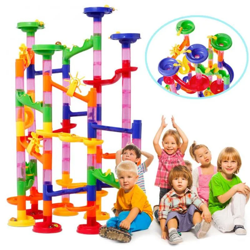 

105pcs Marble Run Race Track Building Blocks Kids 3D Maze Ball Roll Toy DIY Coaster Set Funnel Slide Toys For Children 2021