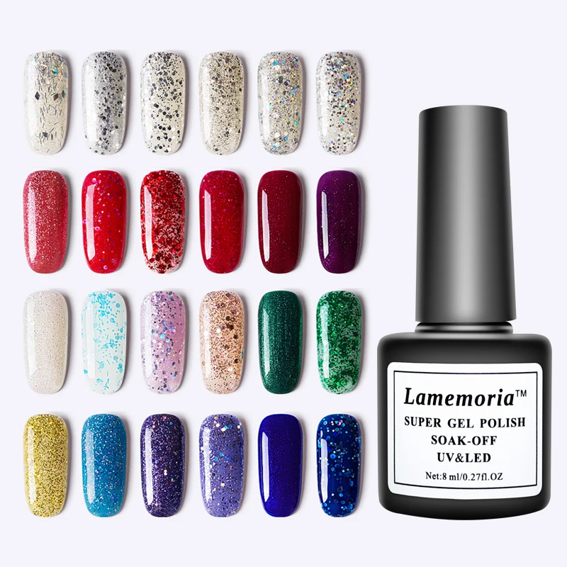 Гибридные Лаки с 1 флаконом голографический гель блестками полуперманентный