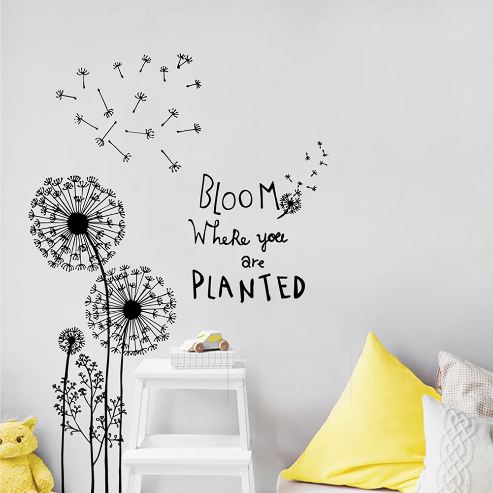 DIY Наклейка на стену с изображением одуванчика и бабочки клейкие обои