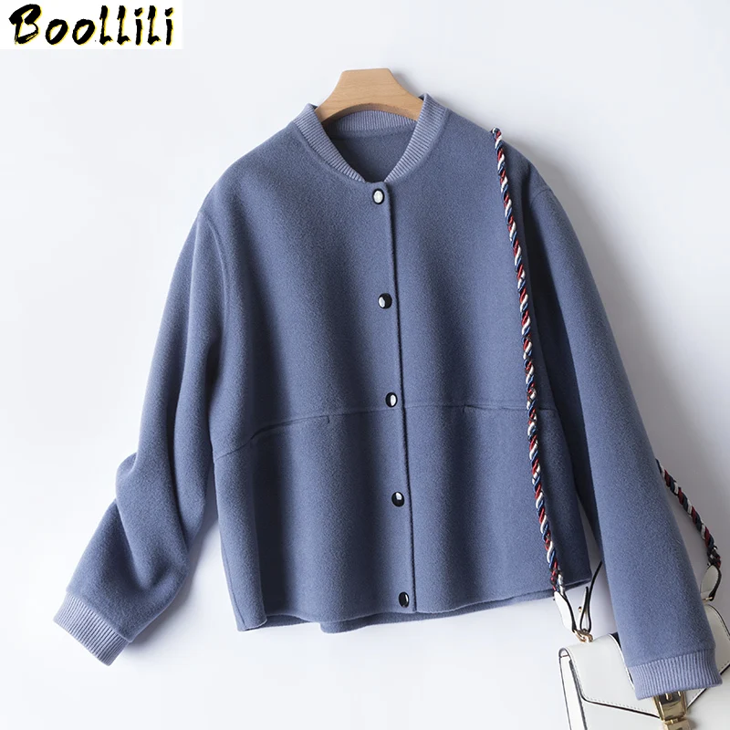 Boollili 100% шерстяное пальто женская куртка осенне зимняя женские двухсторонние
