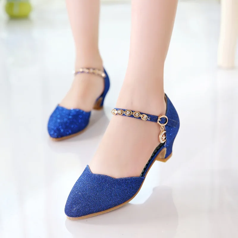 Детские босоножки принцессы Классическая вечерние для девочек туфли на высоком