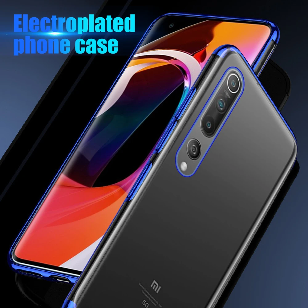 Мягкий прозрачный чехол с гальваническим покрытием для Xiaomi Mi Note 10 Lite Mi9 Pro из ТПУ