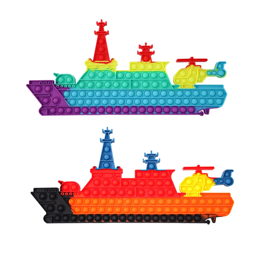 

Пузырьки с эффектом пузырьков для снятия стресса, боевой корабль с имитацией деком, забавная нажимная доска для пальцев, для детей и взрослы...