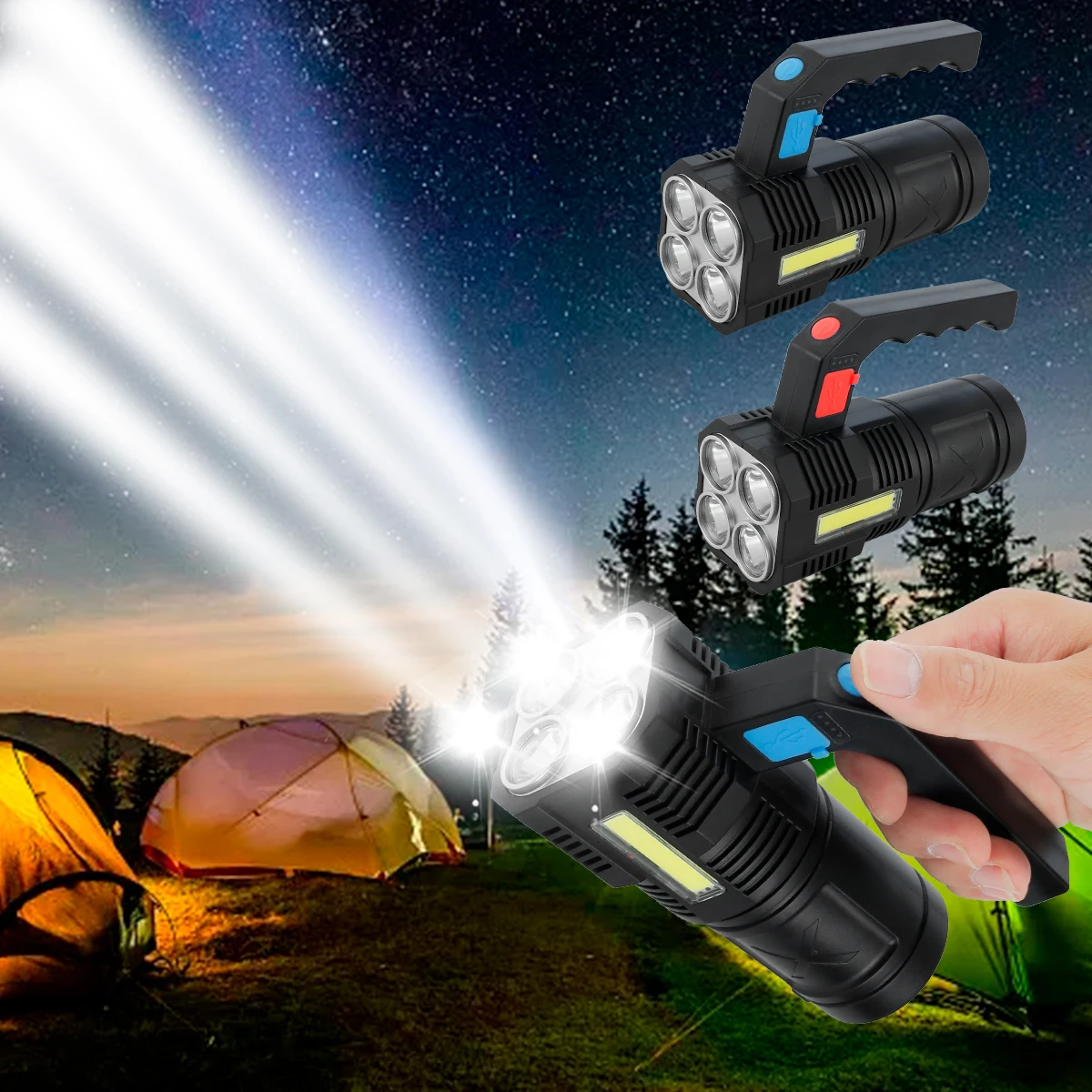 

USB Rechargeable LED Hand-held Flashlight 300LM Spotlight Searchlight with 1200mAh Battery IPX4 Waterproof Torch Light