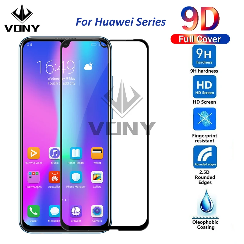 Защитное стекло VONY 9D для Honor 9 9X 20 10 в закаленное Huawei P20 Pro 30 40 Lite стеклянная пленка |