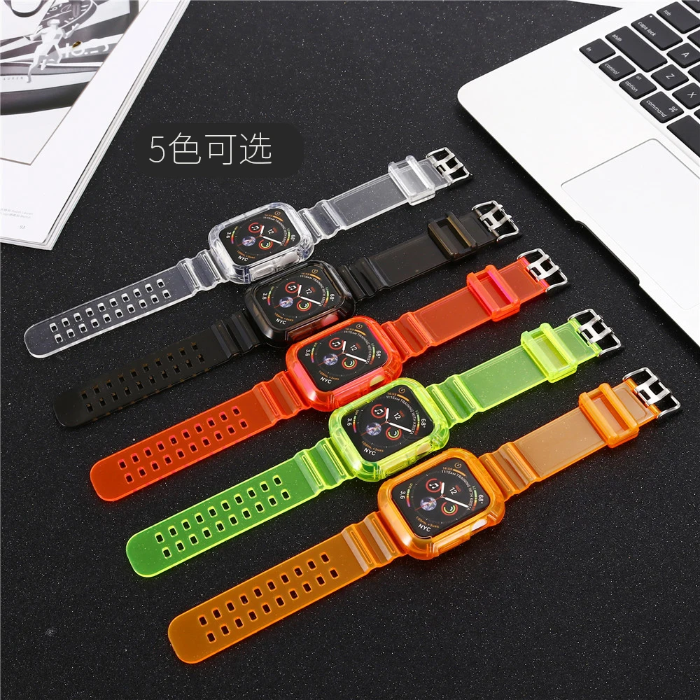2020 для iwatch se/1/2/3/4 42 38 40 мм 44 ремешок Apple Watch band series 5 6 прозрачный силиконовый