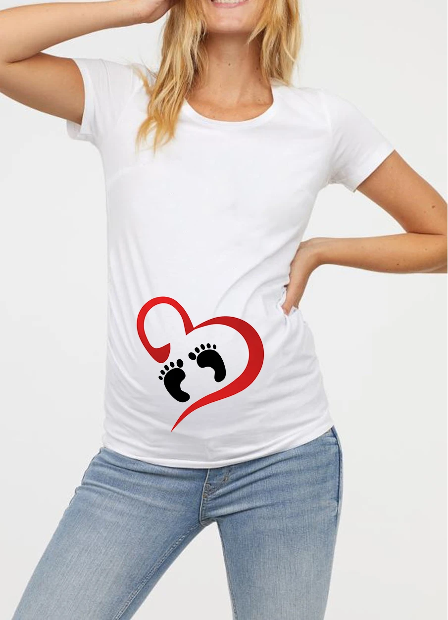 

Women Maternity Clothing Pregnant T Shirt Funny Top Cute Baby Print O-Neck Short Sleeve Pregnant Tops Pregnancy Shirt