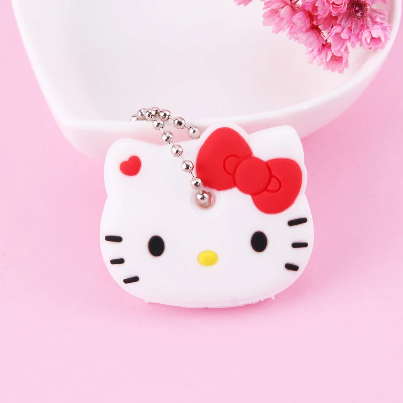 Cartoon Anime Cute Key Cover Cap Silicone Mickey Stitch Bear Keychain Women Gift Owl Porte Clef Minne Key Chain - Цвет: Photo Color19