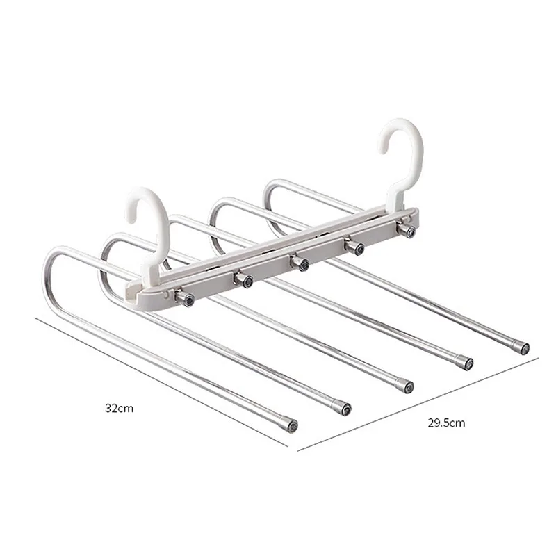 

Multi-function Clothes Pants Hanger 5 Tier Portable Stainless Steel Pants Racks Trousers Hanger Clothing Storage Organization