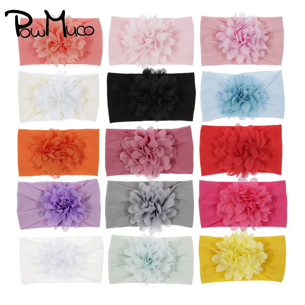 

Powmuco Lovely Handmade Chiffon Flower Newborn Headband Toddler Soft Comfortable Elastic Nylon Hairband Kids Photography Props