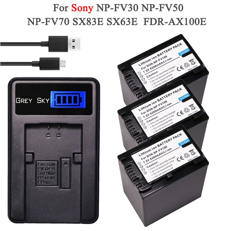 Аккумулятор 4200 мАч аккумулятор NP FV100 NPFV100 + USB зарядное устройство с ЖК дисплеем
