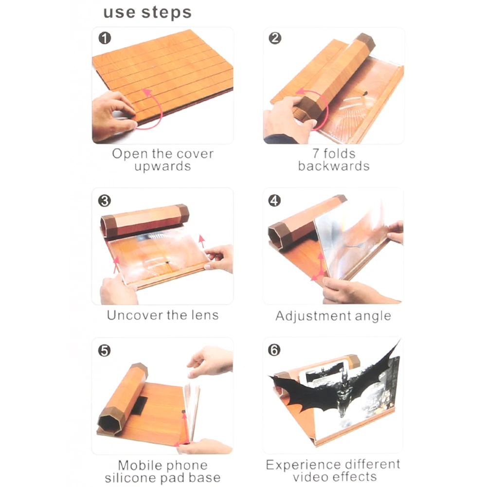 12-дюймовый настольный складной деревянный кронштейн мобильный телефон 3D HD видео