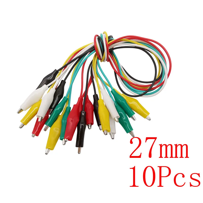 10Pcs Small Size 27mm Alligator Clips DIY Test Leads Clip Jumper Cable Connector Double-ended Crocodile Clamp Wire Length 50cm |