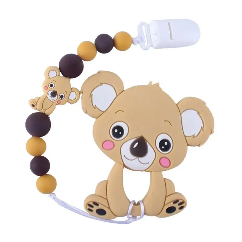Младенцы молярная игрушка милый мультфильм животное коала зубной гель соска цепь Новорожденный ребенок силиконовый Прорезыватель для купания Подарки - Цвет: Цвет: желтый