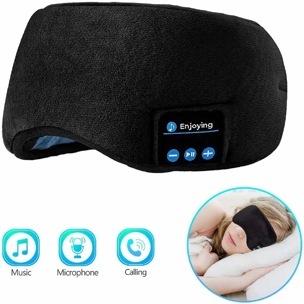 

Bluetooth Sleep Headphones Eyes Mask Chargeable USB Soft Cover Relax Shades Wireless Headset Built-in Speakers Travel Microphone